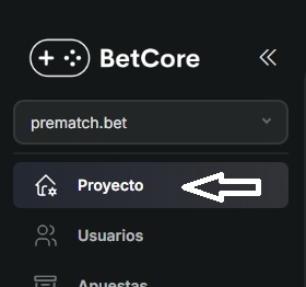 Selección de proyecto en backoffice