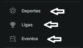 Configuración ligas, eventos y deportes