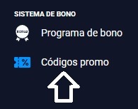 opción para agregar código promo